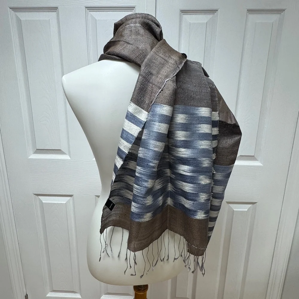 Unisex‎ Silk Scarf With Thin Fringes 68